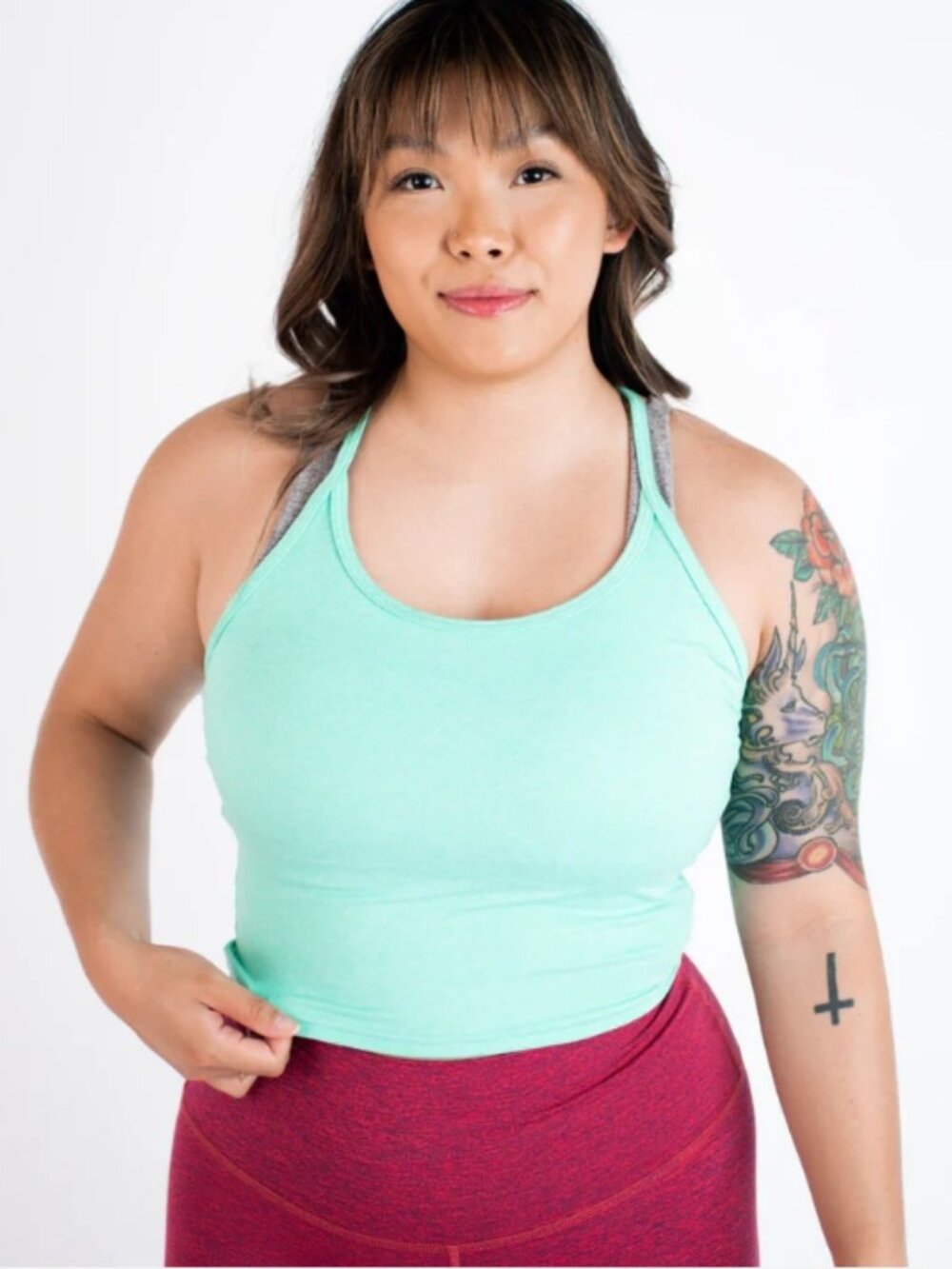 Like New! FLEO Switch Up Crop Tank Biscay Green Racerback in Size S